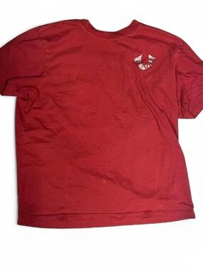 True Religion Classic Red Crewneck Tee with gold logo